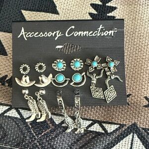 Silver and Turquoise Earrings Set
